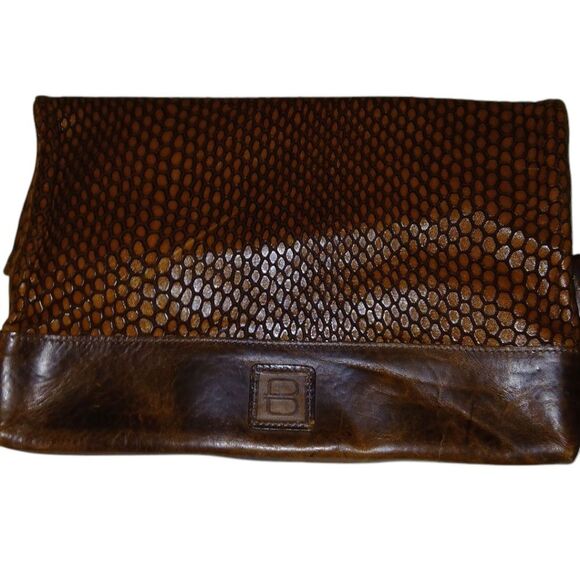 Brave 1992 Leather Envelope Clutch Fold OVER Style Leather TASSEL - Picture 3 of 8